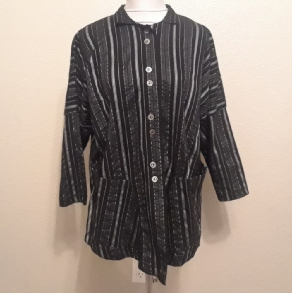 Itemz Chris Baumgartner Black Striped Shirt